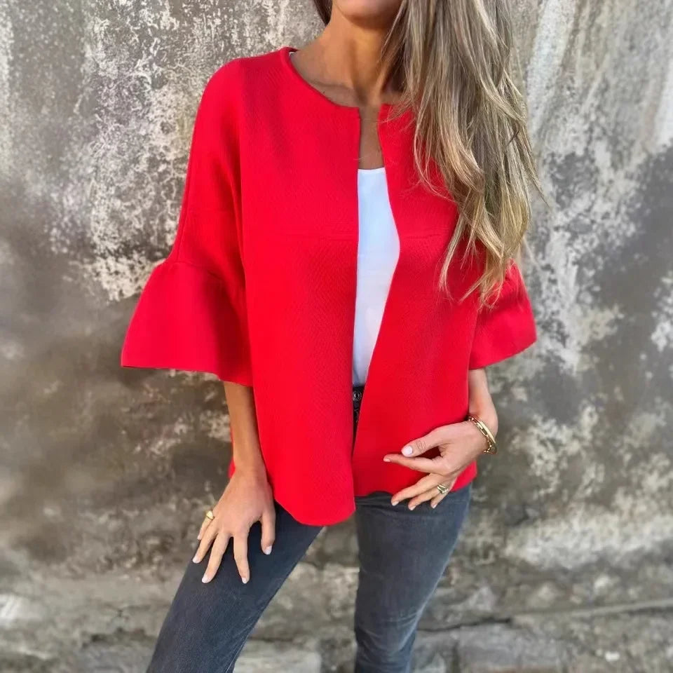 EverLuxe™ Cardigan in Heavyweight Knit with Voluminous Sleeves and Minimalist Cut / Timeless Elegance with Plenty of Lightness!