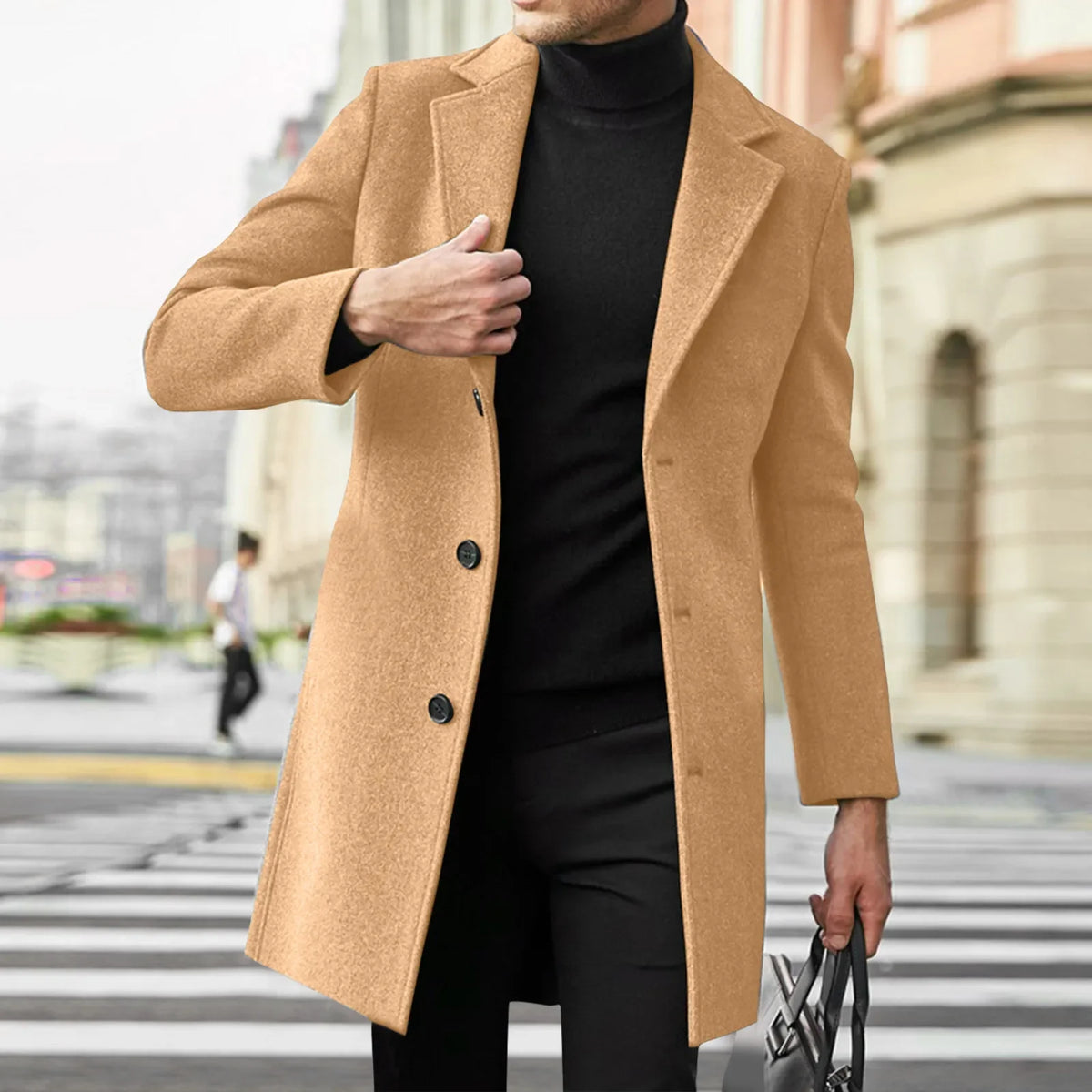 Westford™ Men's Overcoat with Longline Cut, Classic Lapels and Straight Fit