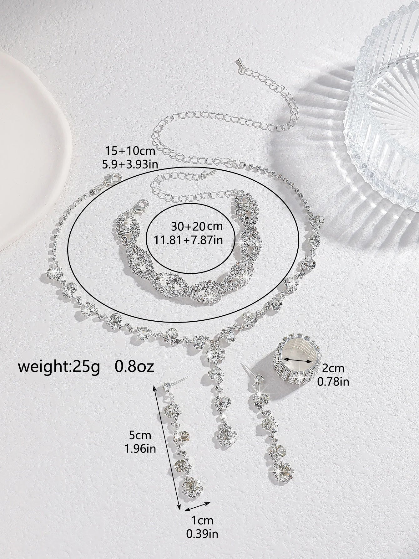 Dahlia Grace™ 4-Piece Crystal Jewelry Ensemble / The Essence of Modern Femininity