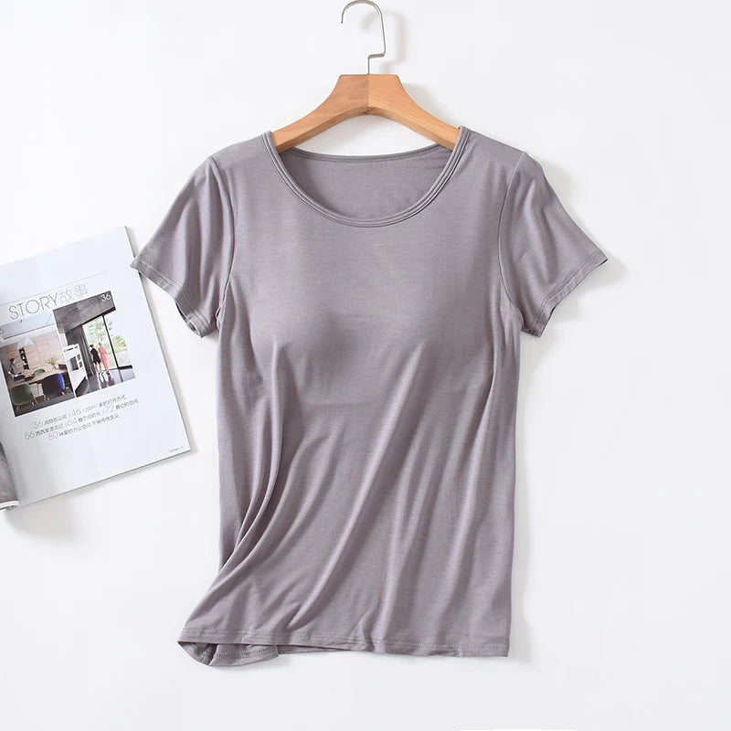 Velina™ Top with Built-In Cups, Short Sleeves and Fitted Silhouette