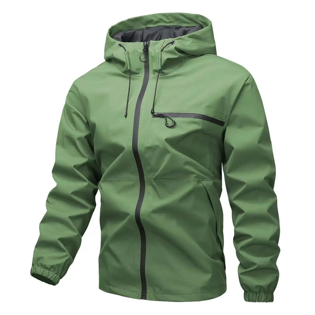 Aldric™ Jacket with Adjustable Hood, Front Zipper and Chest Pocket