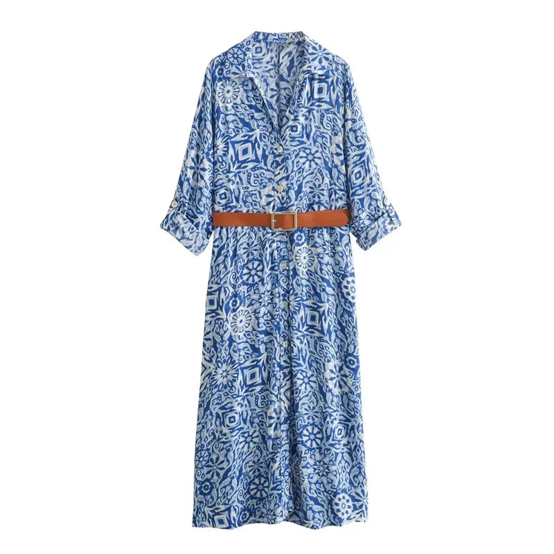 Coastline™ Capri Dress with Chic Belt / Inspired by Classic Italian Mosaics and Portuguese Tiles!