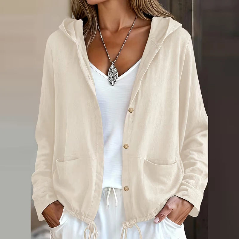 Jacket Celine™ with Hood and Adjustable Drawstring Hem
