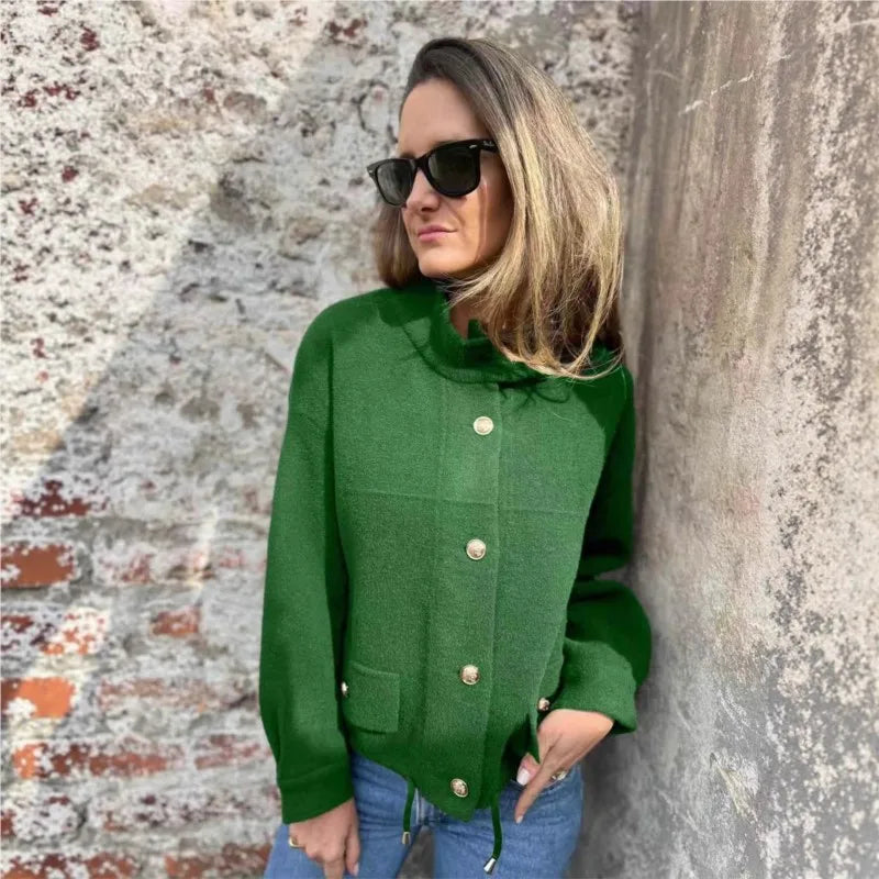 RoyalLine™ Wool Coat with Gold Buttons and High Collar / Style and Comfort in Just the Right Measure!