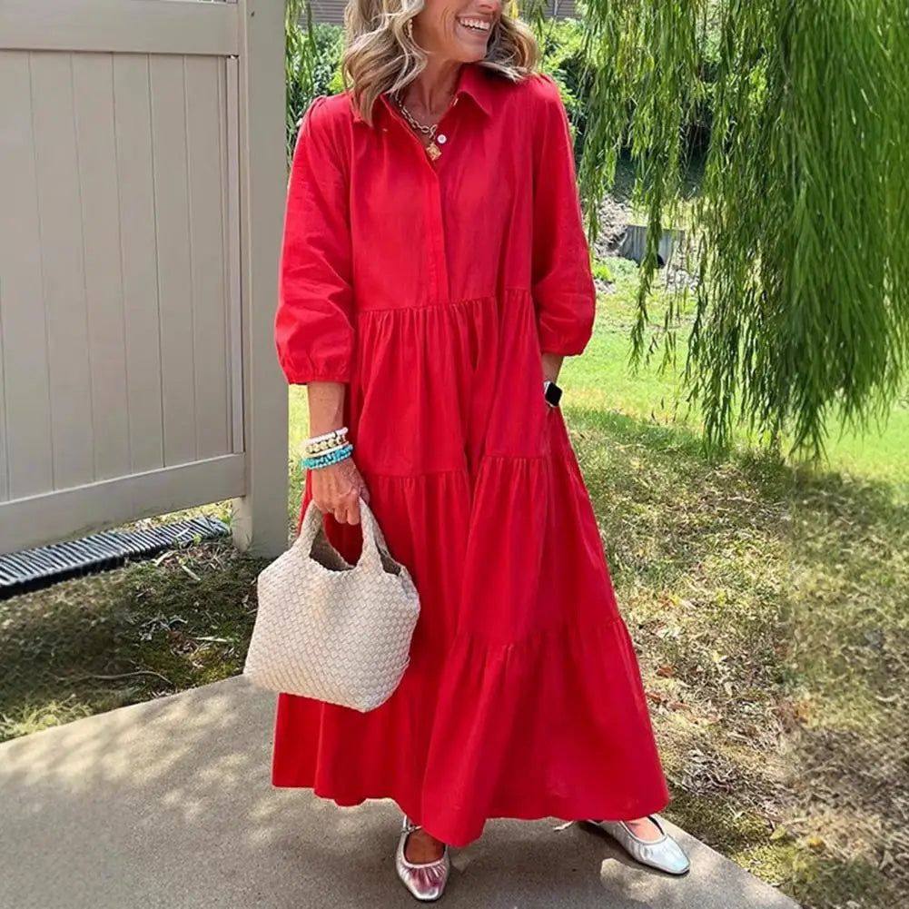 Maison™ Dress in Premium Cotton with Charming Collar and Layered Skirt / Romantic Minimalism That Never Goes Out of Style!