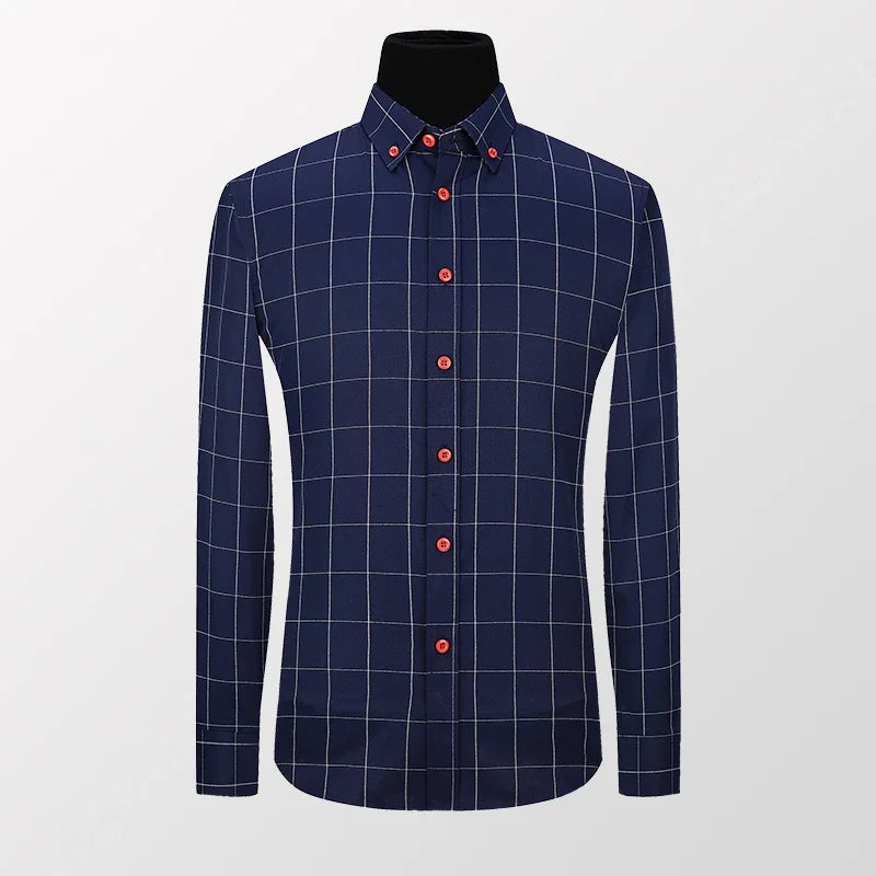 Shirt Alaric™ with Windowpane Pattern, Button-Down Collar and Contrast Buttons
