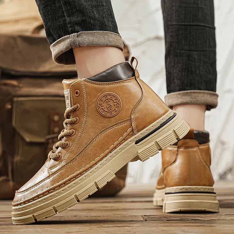 Redford™ Premium Handcrafted Leather Boots with Slip-Resistant Lug Sole and Reinforced Stitching