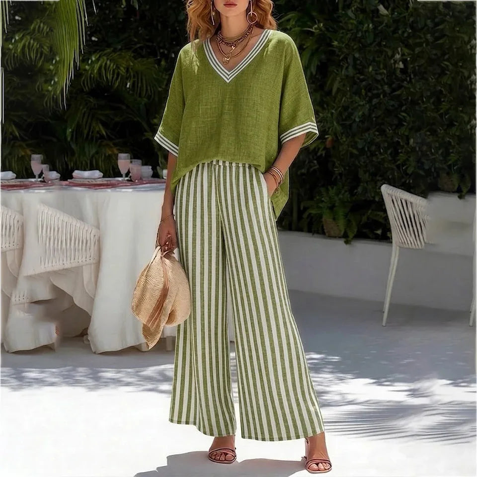 Callenne™ Cotton-Linen Set with Elegant Contrast