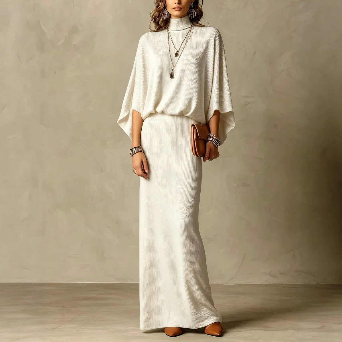 Vicenza™ Two-Piece Set with High-Neck Top and Long Straight-Fit Skirt