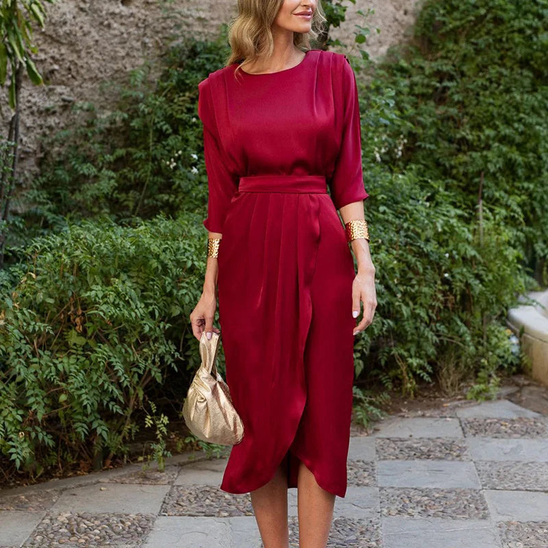 Imperiale™ Dress in Shiny Satin with Marked Waist / For Women Who Know Where They Want to Go!