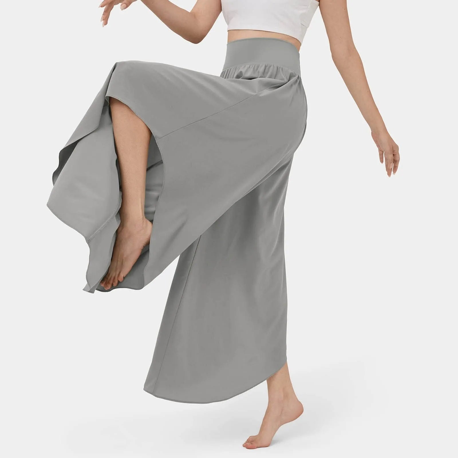 Marvelle™ High-Waisted Wide-Leg Pants with Asymmetrical Cutouts