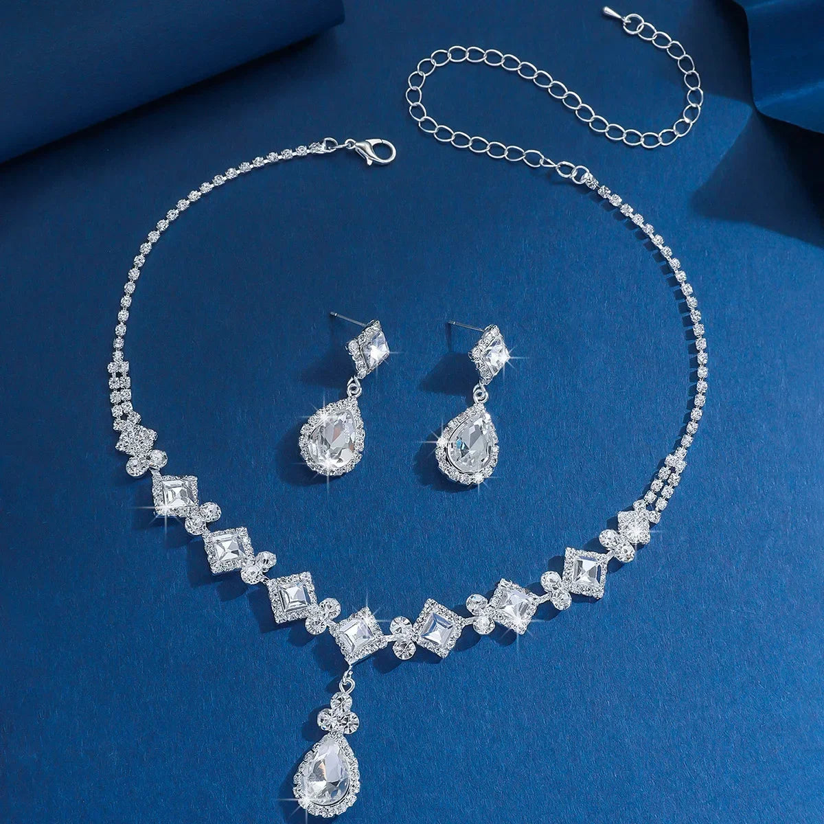Natural Stone Gala Jewelry Set - Zirconia Necklace and Earring for Special Occasions!