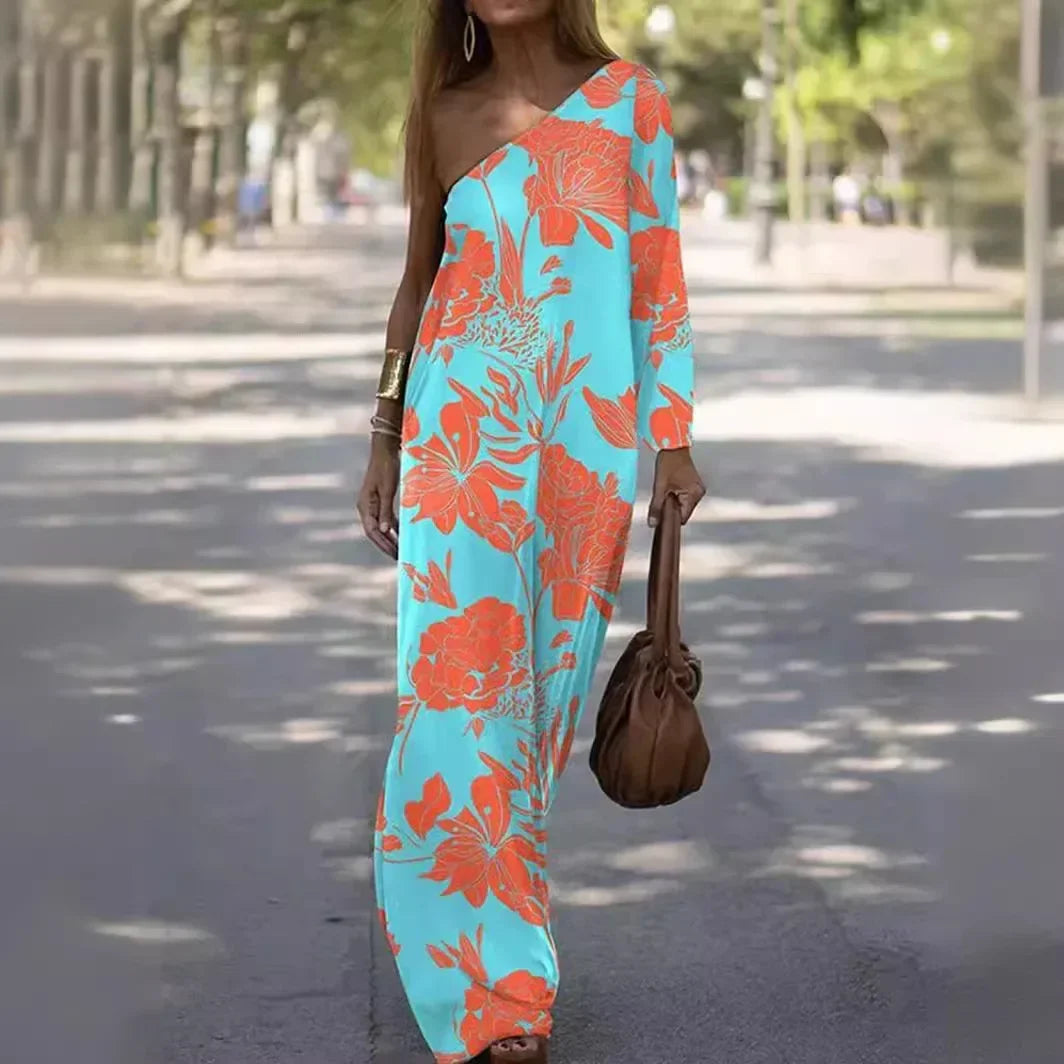 Lily Rose™ Dress with Single Shoulder and Loose Fit / Where Minimalist Comfort Meets Timeless Style!