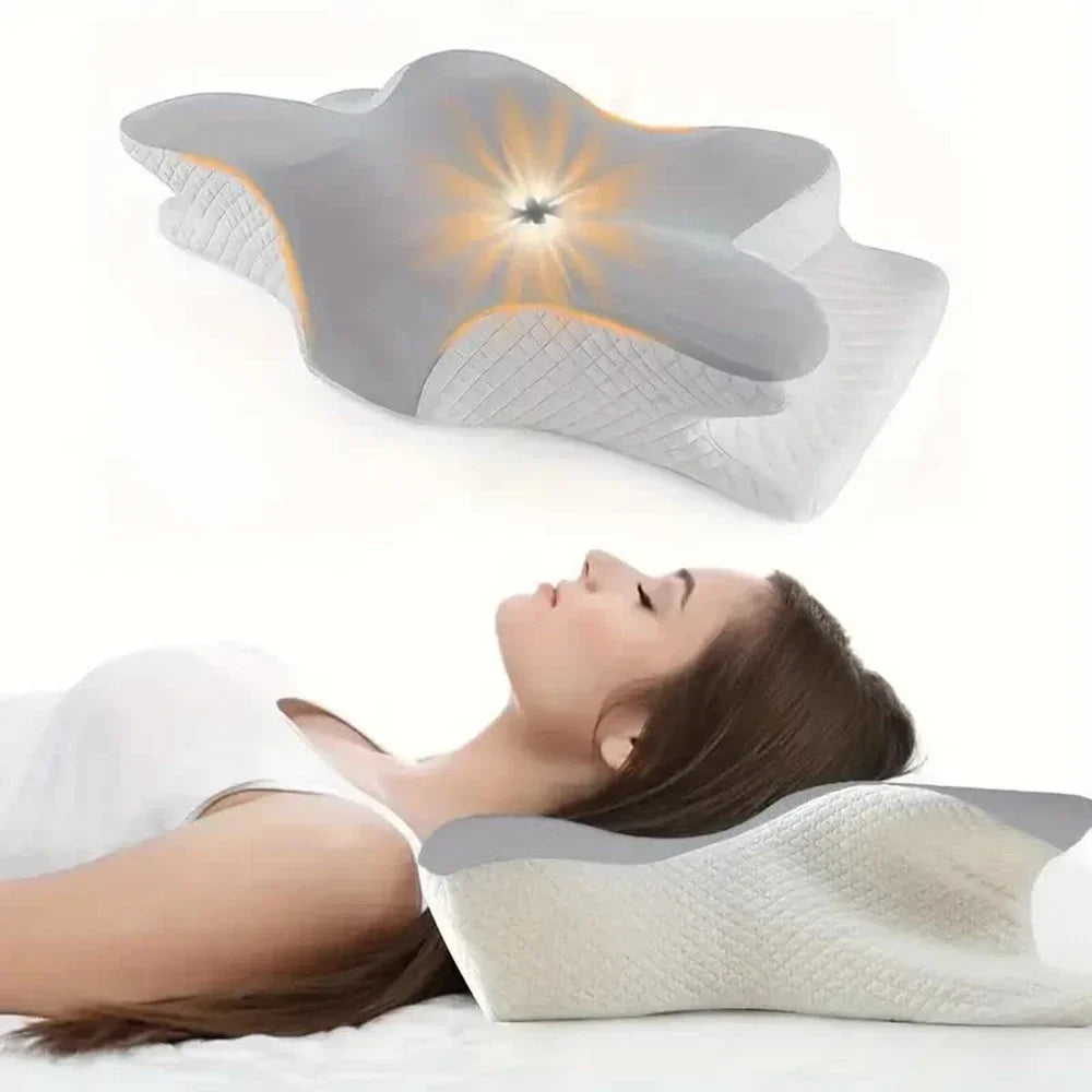 BioForm™ Pillow With Intelligent Cervical Curvature / 2-in-1 Orthopedic Pillow in Viscoelastic Foam to Sleep Painlessly and Wake Up Refreshed!
