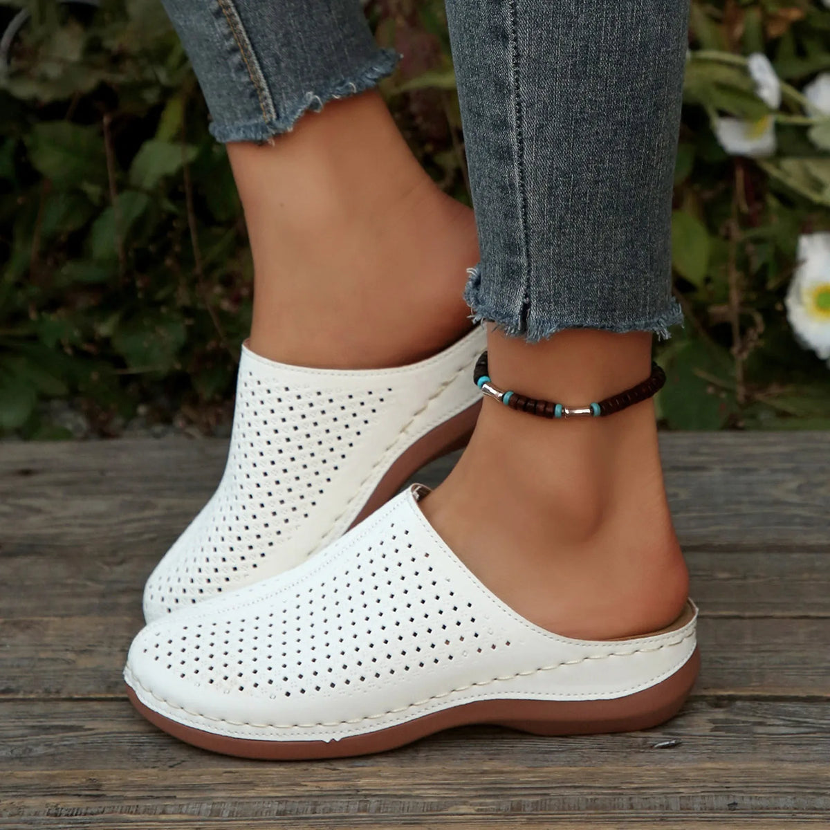 Miretta™ Mule Clogs with Perforated Upper, Open Back and Elevated Sole