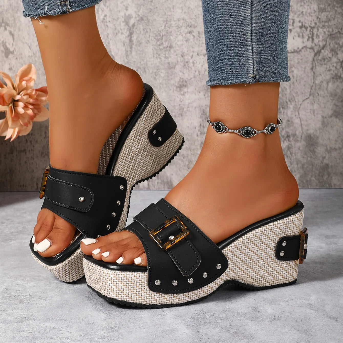 Palermo™ High Platform Sandal with Synthetic Leather / Mediterranean Charm that Elevates Any Look!