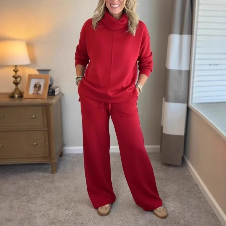 MontBliss™ Set with Thermal Turtleneck Top and Cozy Straight-Leg Pants / Stylish Design That Fights the Cold With You!