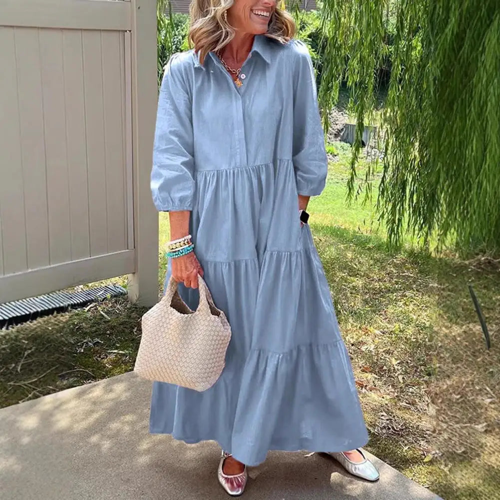 Maison™ Dress in Premium Cotton with Charming Collar and Layered Skirt / Romantic Minimalism That Never Goes Out of Style!