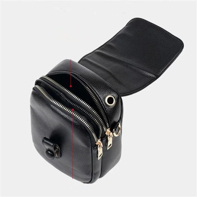 Women's Compact Leather Crossbody Bag with Minimalist Design and Adjustable Strap!