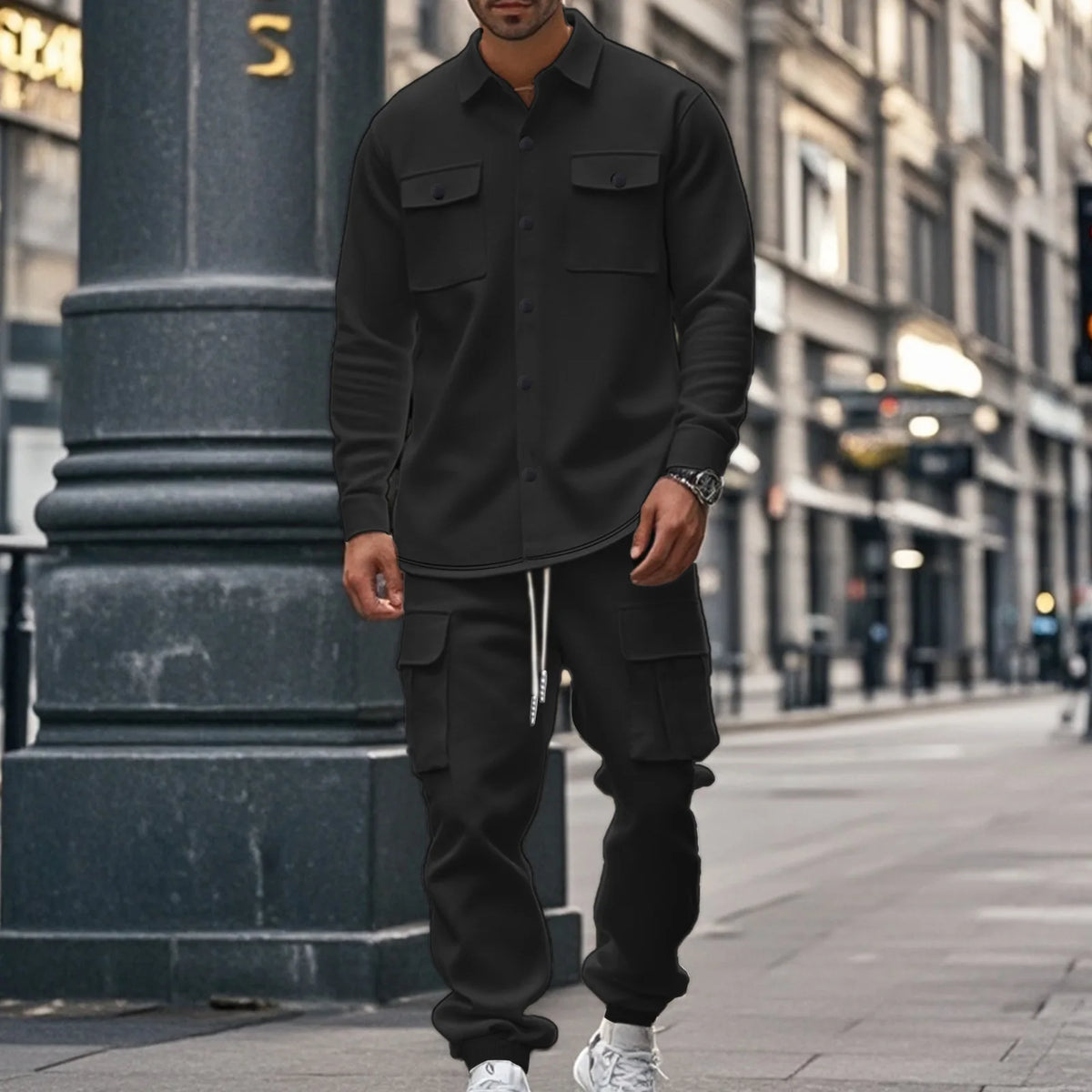Set Benson™ in Fleece with Long-Sleeve Shirt and Cargo Pants