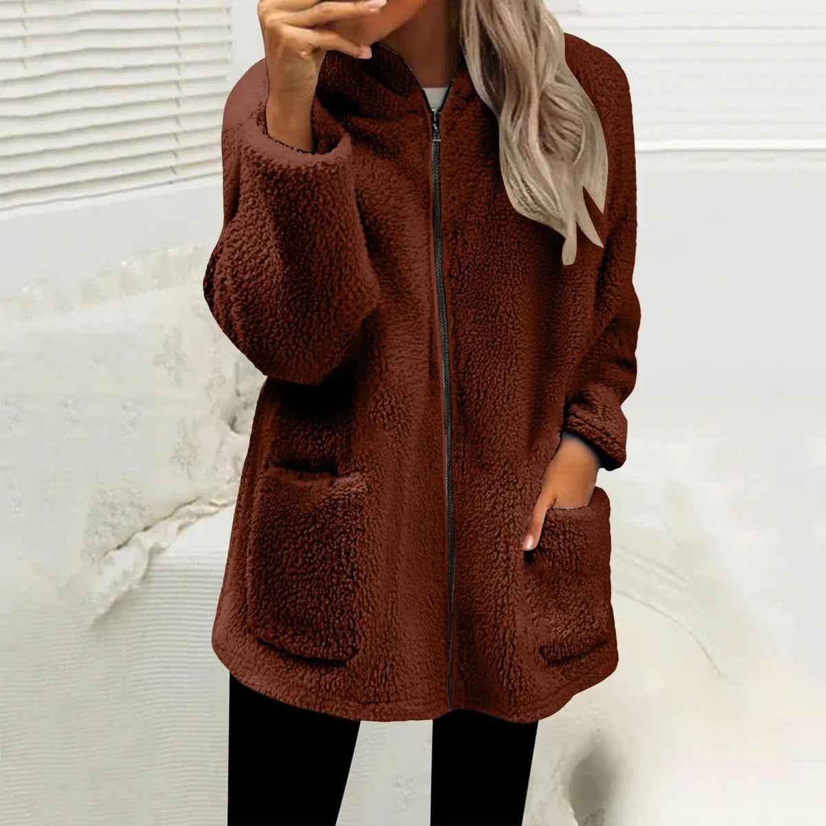 Nevina™ Fleece Jacket with Cozy Hood, Spacious Pockets and Soft Texture