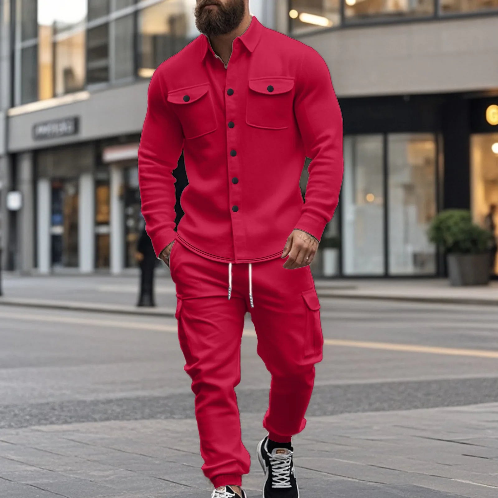 Set Benson™ in Fleece with Long-Sleeve Shirt and Cargo Pants