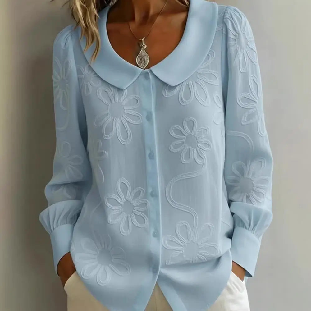 Fiorenne™ Shirt with Floral Embroidery and a Flowing Silhouette