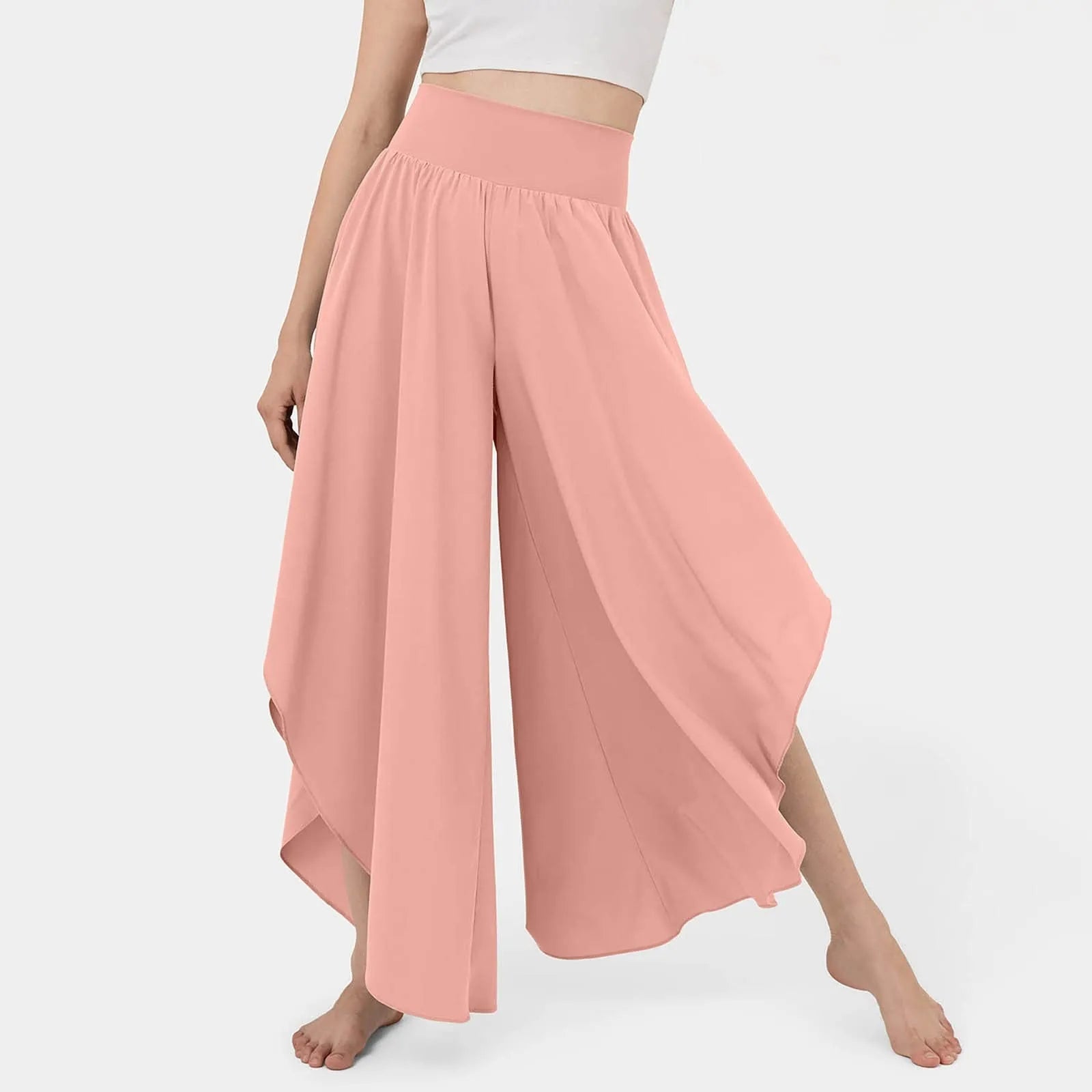 Marvelle™ High-Waisted Wide-Leg Pants with Asymmetrical Cutouts