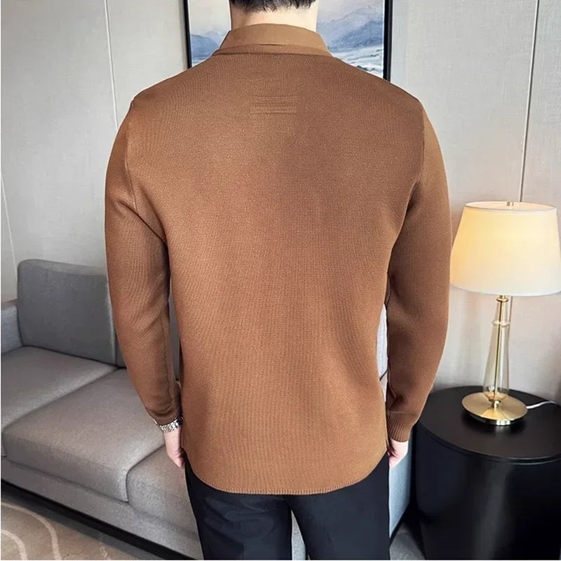 Men’s Layered Shirt with Cardigan Effect – Refined Overlay Design for Maximum Practicality