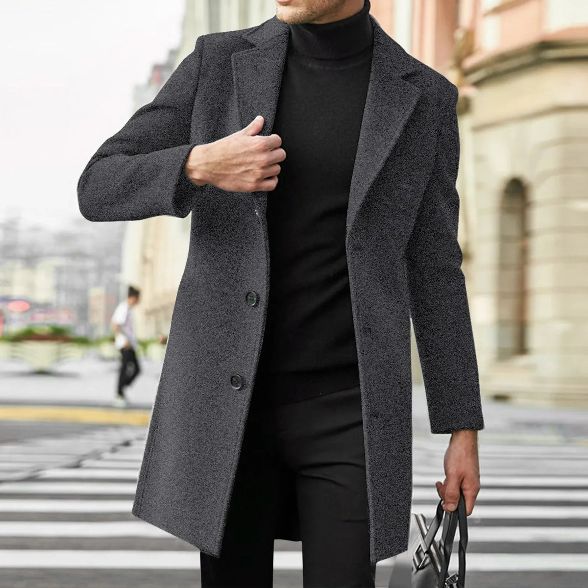 Westford™ Men's Overcoat with Longline Cut, Classic Lapels and Straight Fit