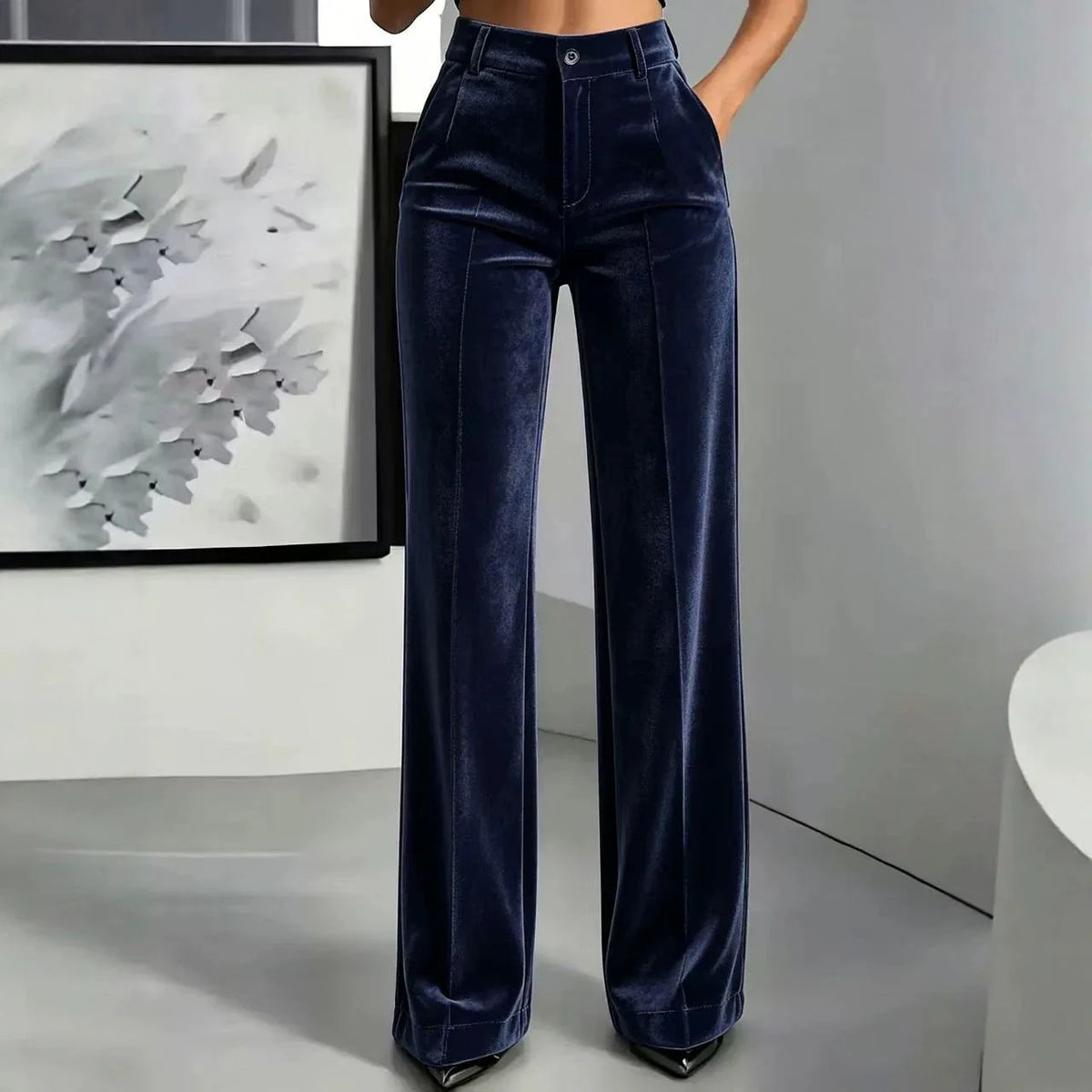 Lucerna™ High-Waisted Velvet-Touch Wide-Leg Pants
