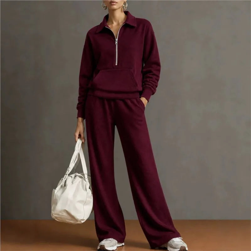 Norelle™ Set with Half-Zip Top, Kangaroo Pocket and Wide-Leg Pants