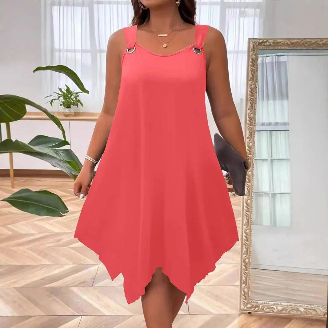 Soraya™ Dress with Asymmetrical Hem and Metal-Ring Straps
