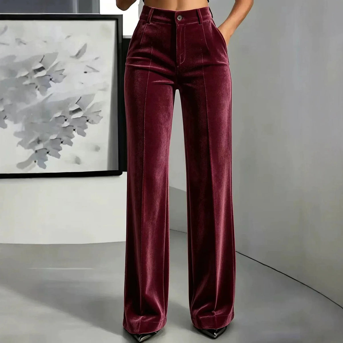 Lucerna™ High-Waisted Velvet-Touch Wide-Leg Pants