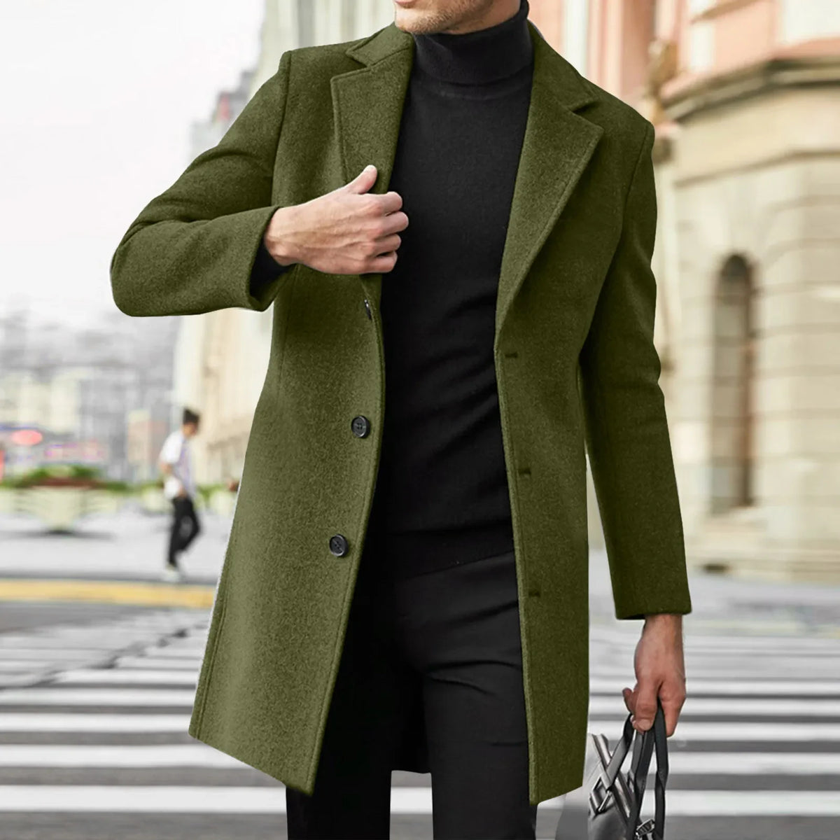 Westford™ Men's Overcoat with Longline Cut, Classic Lapels and Straight Fit