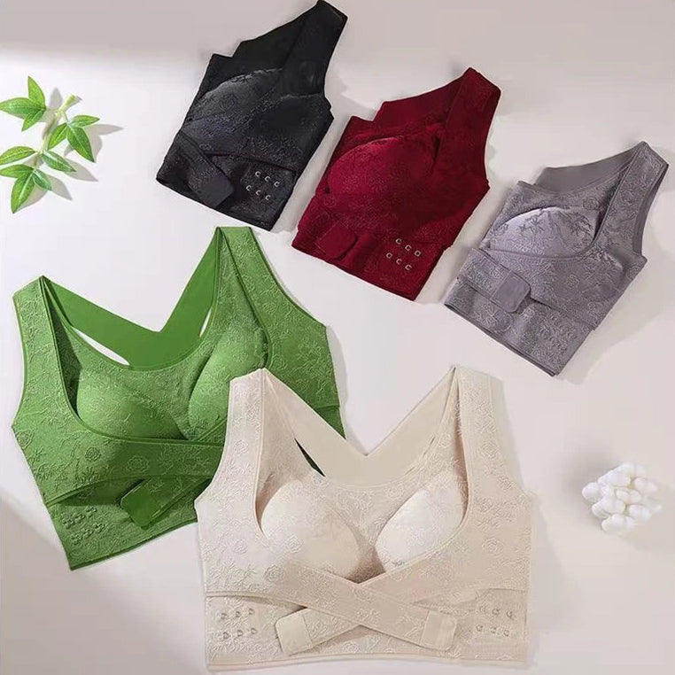 Lioren™ Shaping Top with Adjustable Wrap Band and Raised Floral Texture