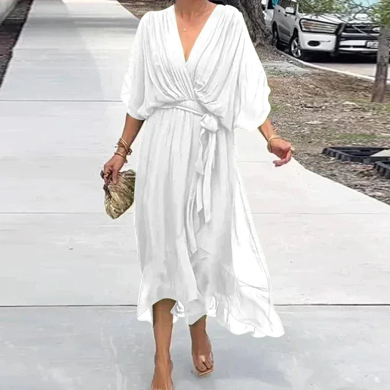 Lumière™ Dress with Flowing Sleeves and Adjustable Waist / The Perfect Balance between Lightness and Elegance!