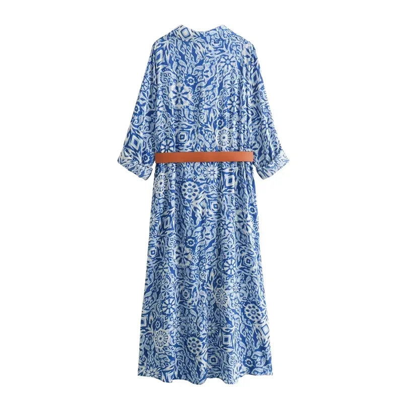 Coastline™ Capri Dress with Chic Belt / Inspired by Classic Italian Mosaics and Portuguese Tiles!