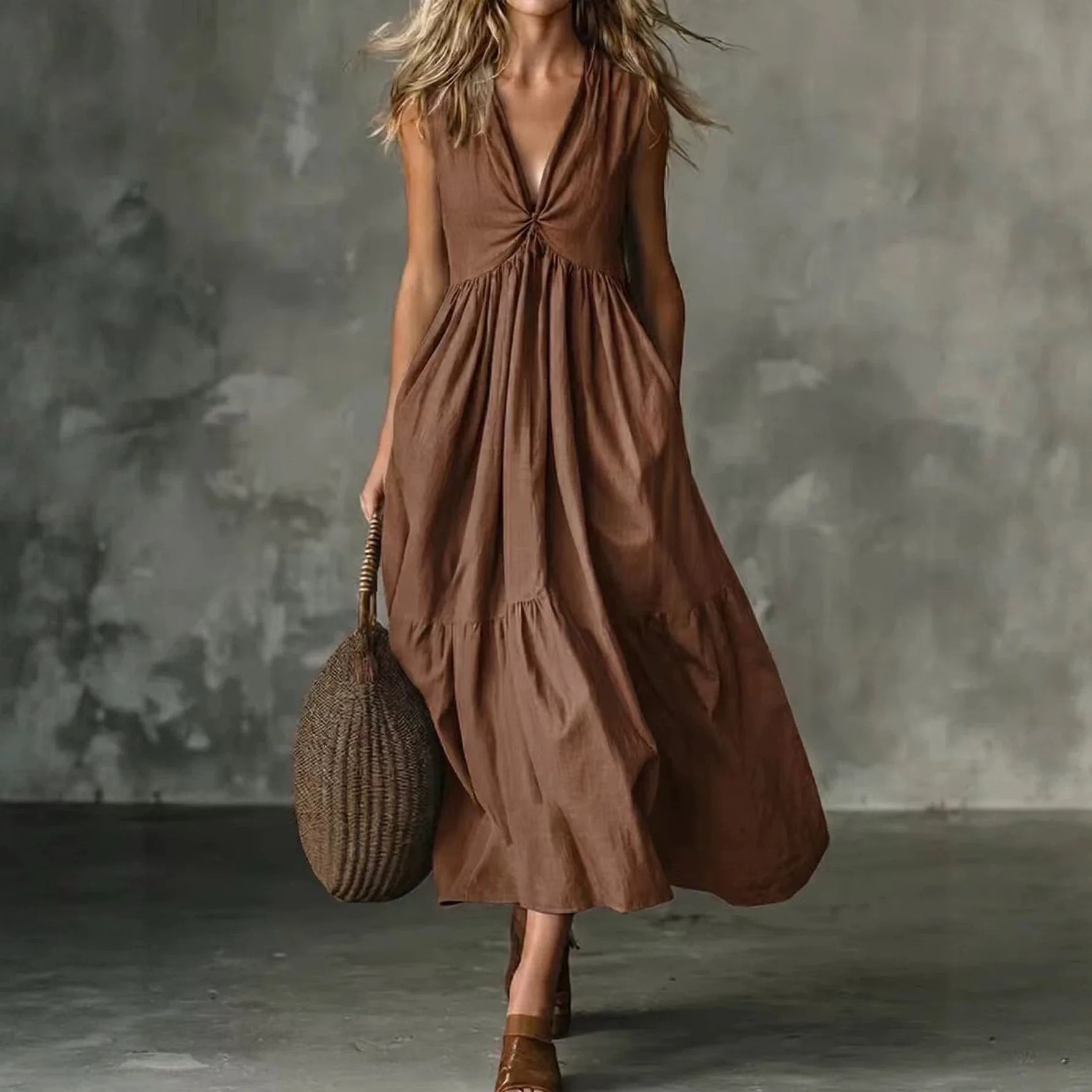 Dress Anna™ with Sleeveless Cut and V-Neck