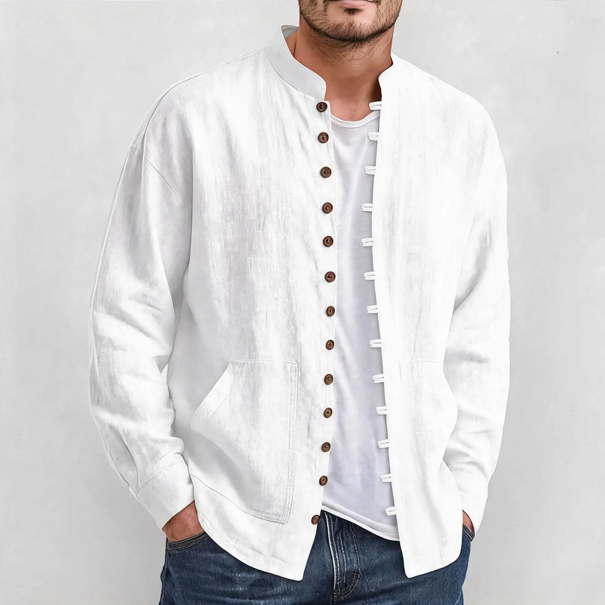 Bastien™ Shirt with Textured Fabric and Front Buttons with Toggle Details