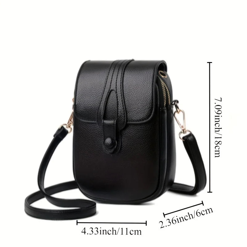 Women's Compact Leather Crossbody Bag with Minimalist Design and Adjustable Strap!