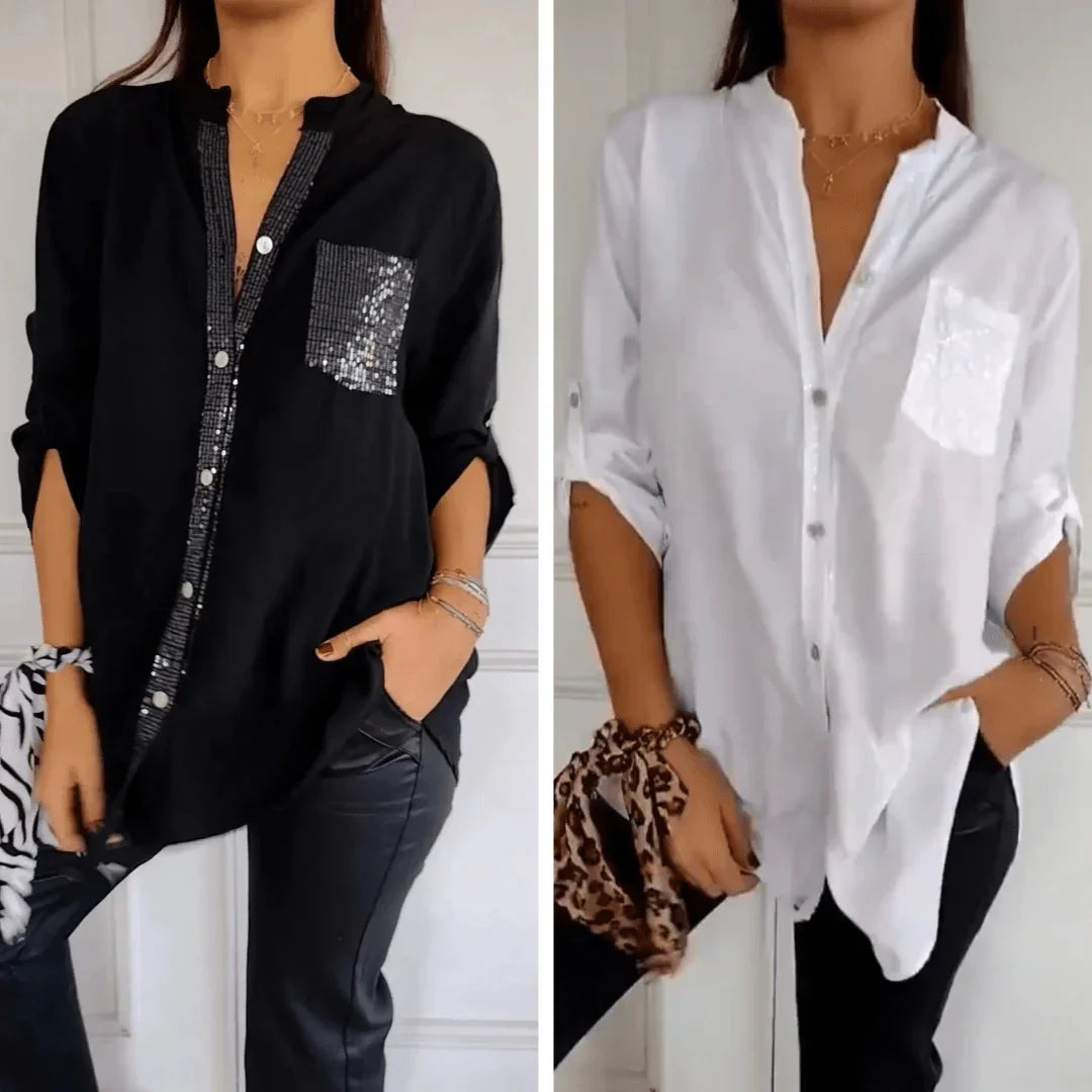 Hortensia™ Shirt with Luxurious Rhinestones / Wrap yourself in Desirable Elegance and Comfort!