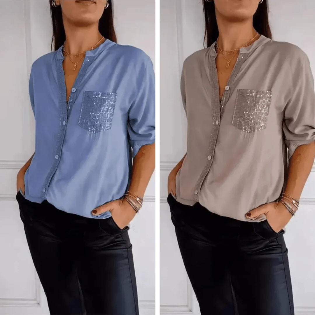 Hortensia™ Shirt with Luxurious Rhinestones / Wrap yourself in Desirable Elegance and Comfort!