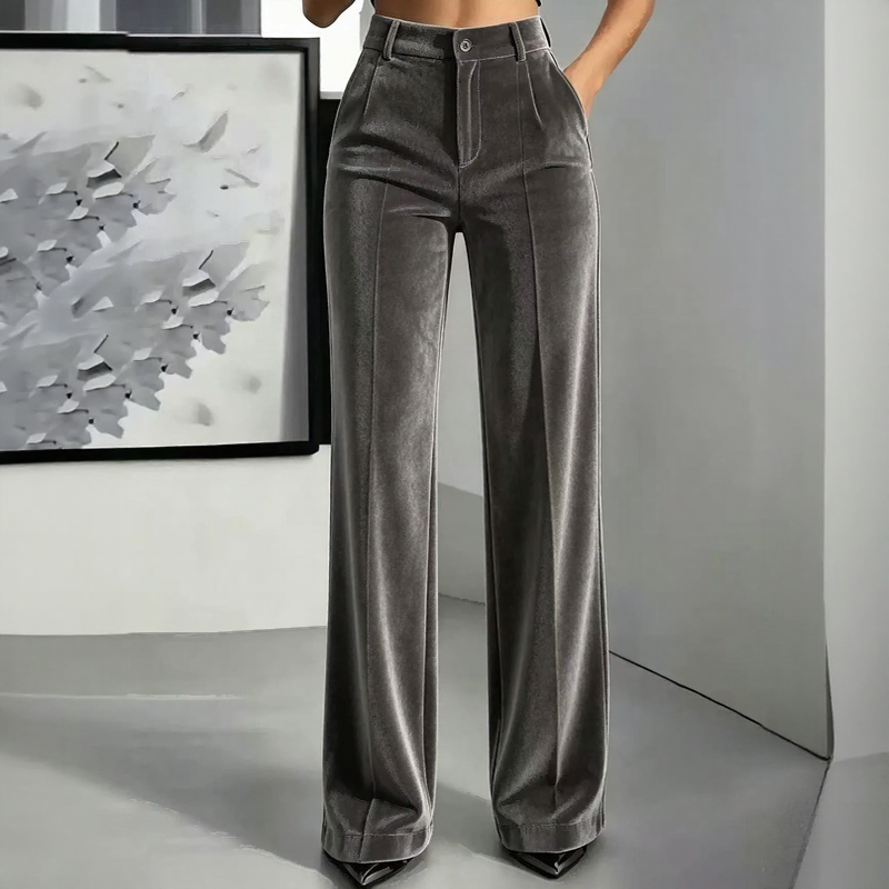 Lucerna™ High-Waisted Velvet-Touch Wide-Leg Pants