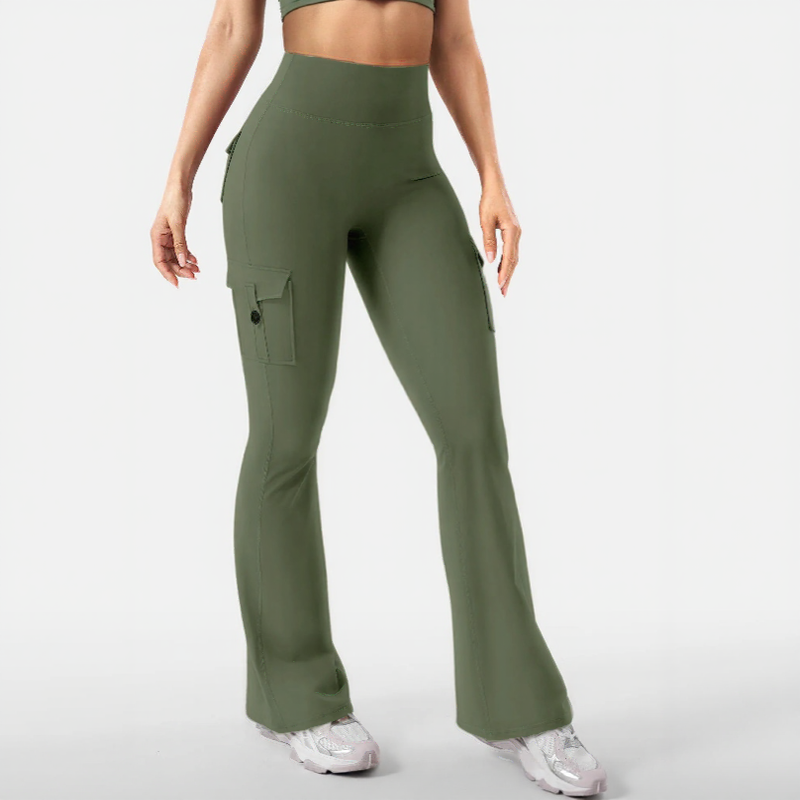 Nadia™ Flare Leggings with Butt-Lifting Effect and Cargo Pockets