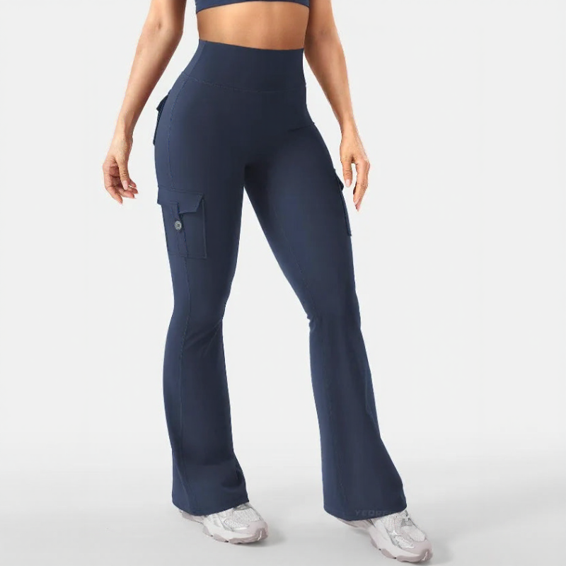 Nadia™ Flare Leggings with Butt-Lifting Effect and Cargo Pockets