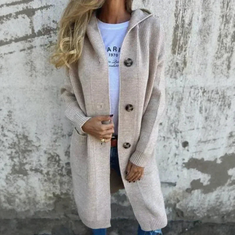 Belle Route™ Ribbed Knit Coat with Hood and Elongated Silhouette / Inspired by the Softness of Cold Days!