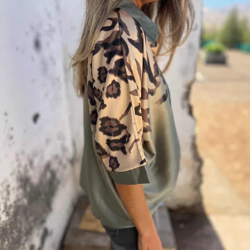Leopard Flow™ Shirt in Satin with Gradient Animal Print / For Women Who Command Style with Grace!