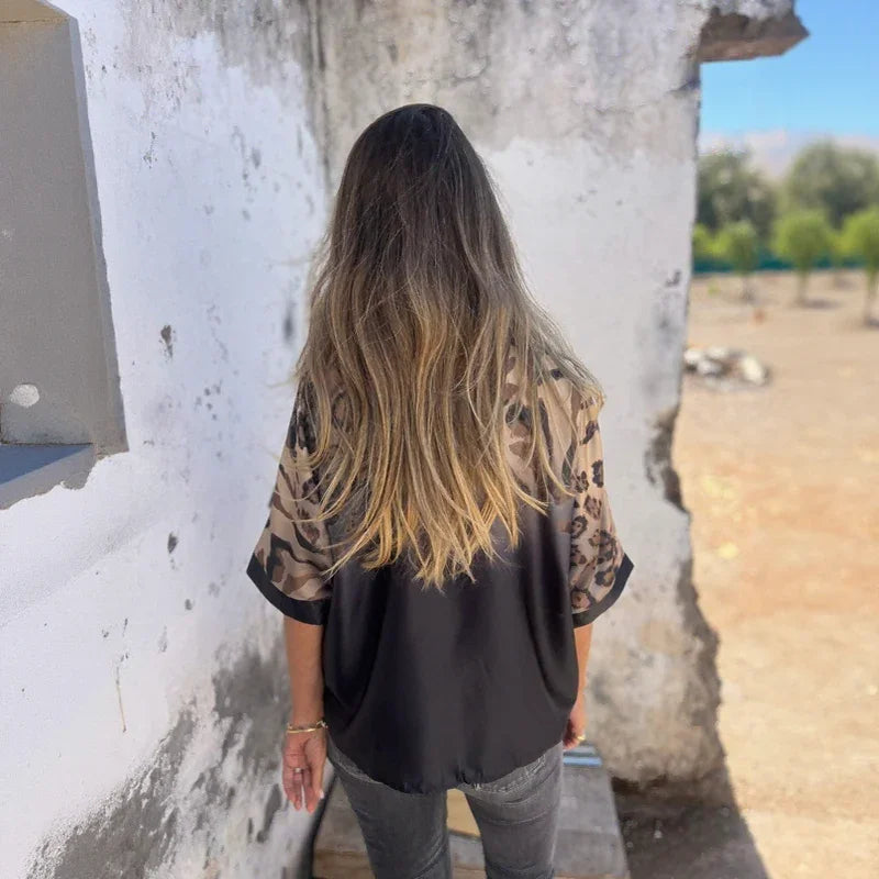 Leopard Flow™ Shirt in Satin with Gradient Animal Print / For Women Who Command Style with Grace!