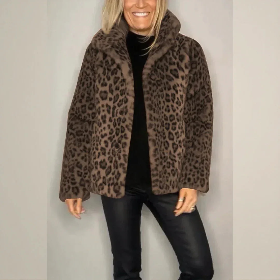 Panther Luxe™ Coat in Plush Fur with Wild Print / The Bold Side of Feminine Elegance!